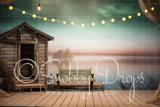 Fishing Pier in Lights Fabric Backdrop-Fabric Photography Backdrop-Snobby Drops Fabric Backdrops for Photography, Exclusive Designs by Tara Mapes Photography, Enchanted Eye Creations by Tara Mapes, photography backgrounds, photography backdrops, fast shipping, US backdrops, cheap photography backdrops