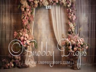 Floral Frame and Drapes Fine Art Fabric Backdrop-Fabric Photography Backdrop-Snobby Drops Fabric Backdrops for Photography, Exclusive Designs by Tara Mapes Photography, Enchanted Eye Creations by Tara Mapes, photography backgrounds, photography backdrops, fast shipping, US backdrops, cheap photography backdrops