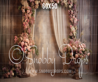 Floral Frame and Drapes Fine Art Fabric Backdrop-Fabric Photography Backdrop-Snobby Drops Fabric Backdrops for Photography, Exclusive Designs by Tara Mapes Photography, Enchanted Eye Creations by Tara Mapes, photography backgrounds, photography backdrops, fast shipping, US backdrops, cheap photography backdrops