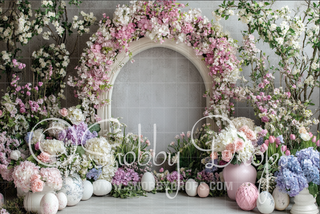 Floral Spring Arch Fabric Backdrop-Fabric Photography Backdrop-Snobby Drops Fabric Backdrops for Photography, Exclusive Designs by Tara Mapes Photography, Enchanted Eye Creations by Tara Mapes, photography backgrounds, photography backdrops, fast shipping, US backdrops, cheap photography backdrops