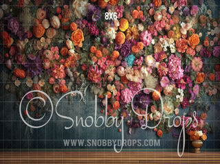 Flower Wall Studio Florals Fine Art Fabric Backdrop-Fabric Photography Backdrop-Snobby Drops Fabric Backdrops for Photography, Exclusive Designs by Tara Mapes Photography, Enchanted Eye Creations by Tara Mapes, photography backgrounds, photography backdrops, fast shipping, US backdrops, cheap photography backdrops