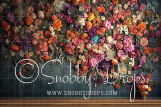 Flower Wall Studio Florals Fine Art Fabric Backdrop-Fabric Photography Backdrop-Snobby Drops Fabric Backdrops for Photography, Exclusive Designs by Tara Mapes Photography, Enchanted Eye Creations by Tara Mapes, photography backgrounds, photography backdrops, fast shipping, US backdrops, cheap photography backdrops