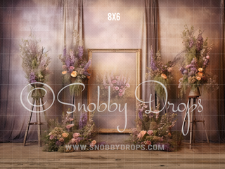 Flowers and Frames Fine Art Fabric Backdrop-Fabric Photography Backdrop-Snobby Drops Fabric Backdrops for Photography, Exclusive Designs by Tara Mapes Photography, Enchanted Eye Creations by Tara Mapes, photography backgrounds, photography backdrops, fast shipping, US backdrops, cheap photography backdrops