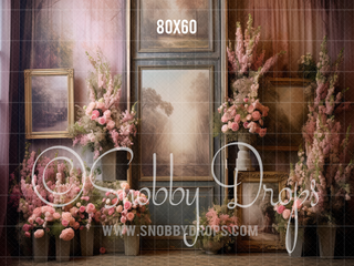 Flowers and Frames Fine Art Fabric Backdrop-Fabric Photography Backdrop-Snobby Drops Fabric Backdrops for Photography, Exclusive Designs by Tara Mapes Photography, Enchanted Eye Creations by Tara Mapes, photography backgrounds, photography backdrops, fast shipping, US backdrops, cheap photography backdrops