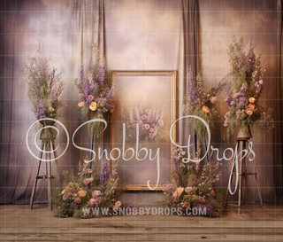 Flowers and Frames Fine Art Fabric Backdrop-Fabric Photography Backdrop-Snobby Drops Fabric Backdrops for Photography, Exclusive Designs by Tara Mapes Photography, Enchanted Eye Creations by Tara Mapes, photography backgrounds, photography backdrops, fast shipping, US backdrops, cheap photography backdrops