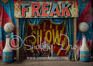 Freak Show Circus Tent Fabric Backdrop-Fabric Photography Backdrop-Snobby Drops Fabric Backdrops for Photography, Exclusive Designs by Tara Mapes Photography, Enchanted Eye Creations by Tara Mapes, photography backgrounds, photography backdrops, fast shipping, US backdrops, cheap photography backdrops