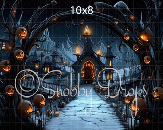 Fright Night Dark Christmas Arch Halloween Fabric Backdrop-Fabric Photography Backdrop-Snobby Drops Fabric Backdrops for Photography, Exclusive Designs by Tara Mapes Photography, Enchanted Eye Creations by Tara Mapes, photography backgrounds, photography backdrops, fast shipping, US backdrops, cheap photography backdrops