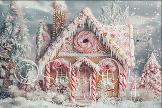 Frosted Candy House Set Fabric Backdrop-Fabric Photography Backdrop-Snobby Drops Fabric Backdrops for Photography, Exclusive Designs by Tara Mapes Photography, Enchanted Eye Creations by Tara Mapes, photography backgrounds, photography backdrops, fast shipping, US backdrops, cheap photography backdrops