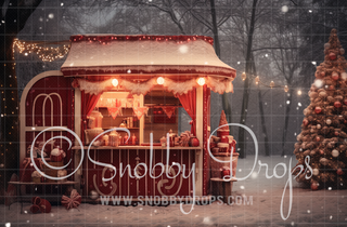 Frosty's Cocoa Cart Fabric Backdrop-Fabric Photography Backdrop-Snobby Drops Fabric Backdrops for Photography, Exclusive Designs by Tara Mapes Photography, Enchanted Eye Creations by Tara Mapes, photography backgrounds, photography backdrops, fast shipping, US backdrops, cheap photography backdrops