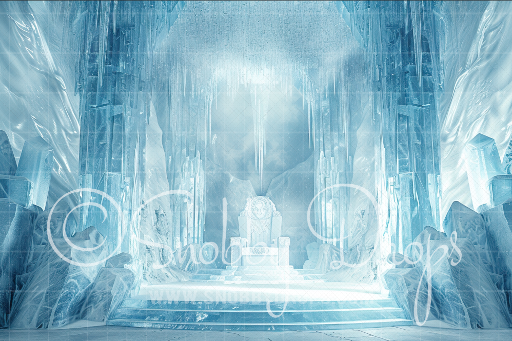Frozen Ice Castle and Throne Fabric Backdrop - Main Image