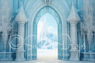 Frozen Ice Castle Arch Fabric Backdrop-Fabric Photography Backdrop-Snobby Drops Fabric Backdrops for Photography, Exclusive Designs by Tara Mapes Photography, Enchanted Eye Creations by Tara Mapes, photography backgrounds, photography backdrops, fast shipping, US backdrops, cheap photography backdrops