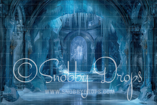 Frozen Ice Castle Entrance Fabric Backdrop-Fabric Photography Backdrop-Snobby Drops Fabric Backdrops for Photography, Exclusive Designs by Tara Mapes Photography, Enchanted Eye Creations by Tara Mapes, photography backgrounds, photography backdrops, fast shipping, US backdrops, cheap photography backdrops