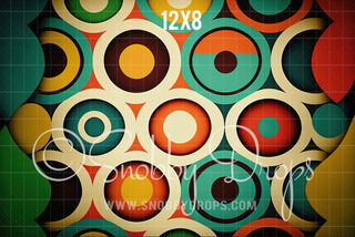 Funky Retro Abstract Circles 70s Themed Fabric Backdrop-Fabric Photography Backdrop-Snobby Drops Fabric Backdrops for Photography, Exclusive Designs by Tara Mapes Photography, Enchanted Eye Creations by Tara Mapes, photography backgrounds, photography backdrops, fast shipping, US backdrops, cheap photography backdrops