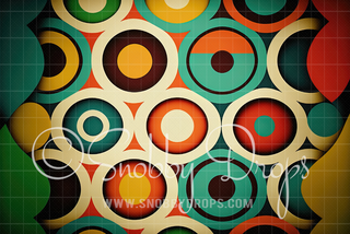 Funky Retro Abstract Circles 70s Themed Fabric Backdrop-Fabric Photography Backdrop-Snobby Drops Fabric Backdrops for Photography, Exclusive Designs by Tara Mapes Photography, Enchanted Eye Creations by Tara Mapes, photography backgrounds, photography backdrops, fast shipping, US backdrops, cheap photography backdrops