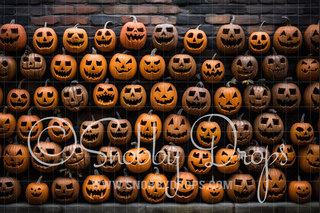 Funny Pumpkin Wall Halloween Fabric Backdrop-Fabric Photography Backdrop-Snobby Drops Fabric Backdrops for Photography, Exclusive Designs by Tara Mapes Photography, Enchanted Eye Creations by Tara Mapes, photography backgrounds, photography backdrops, fast shipping, US backdrops, cheap photography backdrops