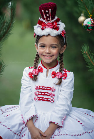 Fur trimmed Velvety Peppermint Top Hat-Accessories-Snobby Drops Fabric Backdrops for Photography, Exclusive Designs by Tara Mapes Photography, Enchanted Eye Creations by Tara Mapes, photography backgrounds, photography backdrops, fast shipping, US backdrops, cheap photography backdrops