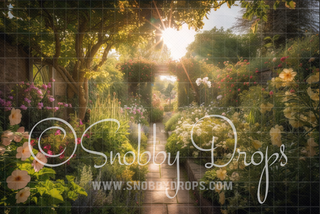 Garden Path Fabric Backdrop-Fabric Photography Backdrop-Snobby Drops Fabric Backdrops for Photography, Exclusive Designs by Tara Mapes Photography, Enchanted Eye Creations by Tara Mapes, photography backgrounds, photography backdrops, fast shipping, US backdrops, cheap photography backdrops