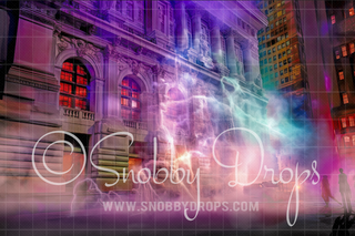 Ghost Hunters Haunted City Fabric Backdrop-Fabric Photography Backdrop-Snobby Drops Fabric Backdrops for Photography, Exclusive Designs by Tara Mapes Photography, Enchanted Eye Creations by Tara Mapes, photography backgrounds, photography backdrops, fast shipping, US backdrops, cheap photography backdrops