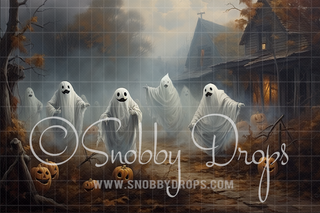 Ghost Town Halloween Fabric Backdrop-Fabric Photography Backdrop-Snobby Drops Fabric Backdrops for Photography, Exclusive Designs by Tara Mapes Photography, Enchanted Eye Creations by Tara Mapes, photography backgrounds, photography backdrops, fast shipping, US backdrops, cheap photography backdrops
