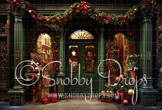 Gilded Pine Christmas Shop Fabric Backdrop-Fabric Photography Backdrop-Snobby Drops Fabric Backdrops for Photography, Exclusive Designs by Tara Mapes Photography, Enchanted Eye Creations by Tara Mapes, photography backgrounds, photography backdrops, fast shipping, US backdrops, cheap photography backdrops