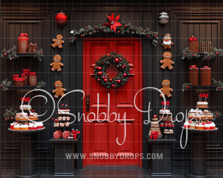 Gingerbread Door Photography Backdrop-Fabric Photography Backdrop-Snobby Drops Fabric Backdrops for Photography, Exclusive Designs by Tara Mapes Photography, Enchanted Eye Creations by Tara Mapes, photography backgrounds, photography backdrops, fast shipping, US backdrops, cheap photography backdrops