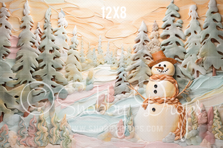 Gingerbread Forest and Snowman Fabric Backdrop-Fabric Photography Backdrop-Snobby Drops Fabric Backdrops for Photography, Exclusive Designs by Tara Mapes Photography, Enchanted Eye Creations by Tara Mapes, photography backgrounds, photography backdrops, fast shipping, US backdrops, cheap photography backdrops