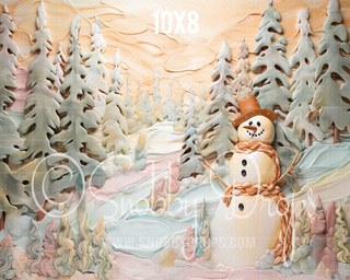 Gingerbread Forest and Snowman Fabric Backdrop-Fabric Photography Backdrop-Snobby Drops Fabric Backdrops for Photography, Exclusive Designs by Tara Mapes Photography, Enchanted Eye Creations by Tara Mapes, photography backgrounds, photography backdrops, fast shipping, US backdrops, cheap photography backdrops