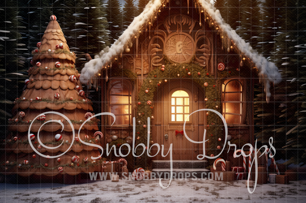 Snobby Gingerbread House Fabric Backdrop by Snobby Drops