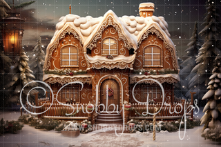 Gingerbread House Fabric Backdrop-Fabric Photography Backdrop-Snobby Drops Fabric Backdrops for Photography, Exclusive Designs by Tara Mapes Photography, Enchanted Eye Creations by Tara Mapes, photography backgrounds, photography backdrops, fast shipping, US backdrops, cheap photography backdrops