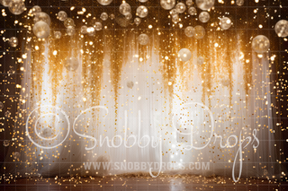 Glowing Gold Curtains and Glitter Fabric Backdrop-Fabric Photography Backdrop-Snobby Drops Fabric Backdrops for Photography, Exclusive Designs by Tara Mapes Photography, Enchanted Eye Creations by Tara Mapes, photography backgrounds, photography backdrops, fast shipping, US backdrops, cheap photography backdrops