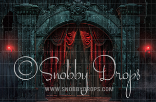 Glowing Gothic Entrance Fabric Backdrop-Fabric Photography Backdrop-Snobby Drops Fabric Backdrops for Photography, Exclusive Designs by Tara Mapes Photography, Enchanted Eye Creations by Tara Mapes, photography backgrounds, photography backdrops, fast shipping, US backdrops, cheap photography backdrops