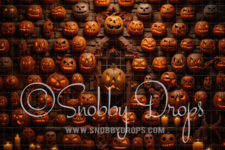 Glowing Pumpkin Wall Halloween Fabric Backdrop-Fabric Photography Backdrop-Snobby Drops Fabric Backdrops for Photography, Exclusive Designs by Tara Mapes Photography, Enchanted Eye Creations by Tara Mapes, photography backgrounds, photography backdrops, fast shipping, US backdrops, cheap photography backdrops