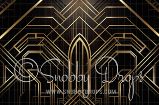 Gold Black Art Deco Room Fabric Backdrop-Fabric Photography Backdrop-Snobby Drops Fabric Backdrops for Photography, Exclusive Designs by Tara Mapes Photography, Enchanted Eye Creations by Tara Mapes, photography backgrounds, photography backdrops, fast shipping, US backdrops, cheap photography backdrops