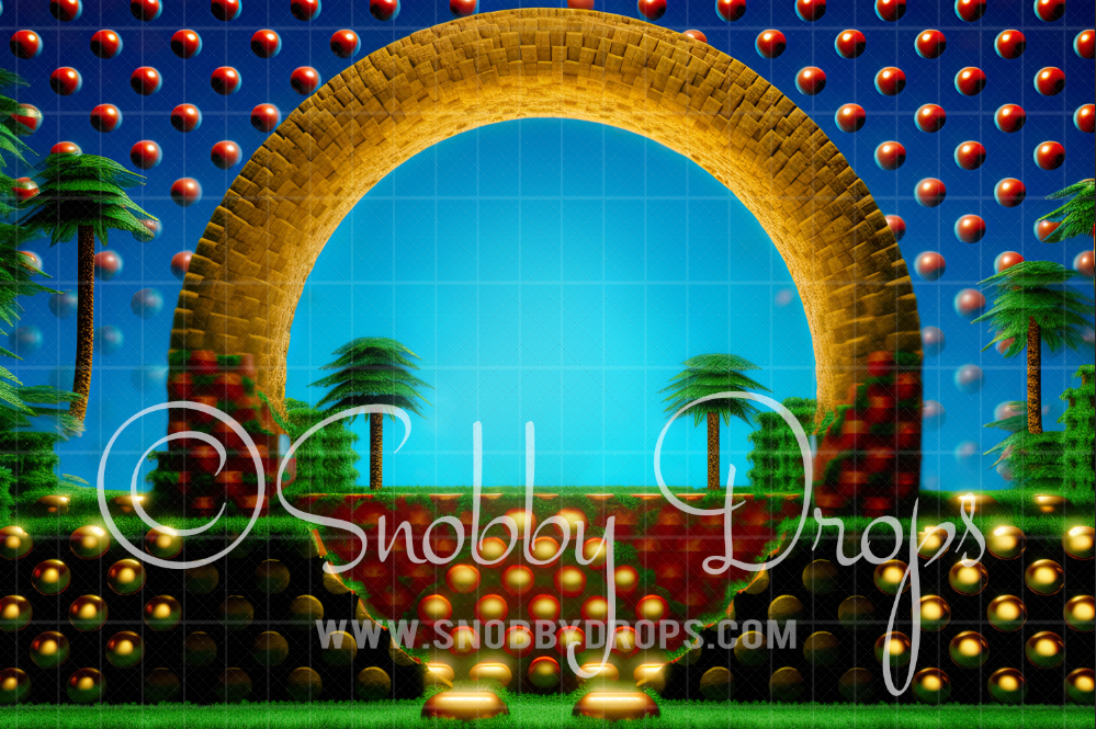 Coin Loop Gold Coin Loop Video Game Fabric Backdrop by Snobby Drops