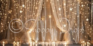 Golden Star Curtains Dance Backdrop-Fabric Photography Backdrop-Snobby Drops Fabric Backdrops for Photography, Exclusive Designs by Tara Mapes Photography, Enchanted Eye Creations by Tara Mapes, photography backgrounds, photography backdrops, fast shipping, US backdrops, cheap photography backdrops