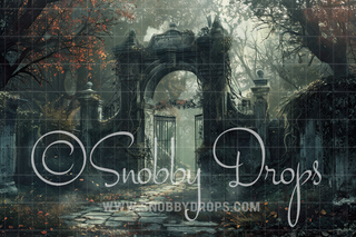 Gothic Gate Fabric Backdrop-Fabric Photography Backdrop-Snobby Drops Fabric Backdrops for Photography, Exclusive Designs by Tara Mapes Photography, Enchanted Eye Creations by Tara Mapes, photography backgrounds, photography backdrops, fast shipping, US backdrops, cheap photography backdrops