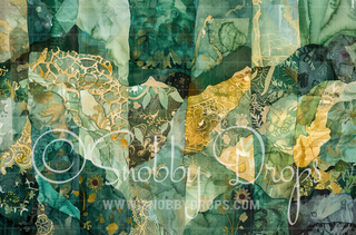 Green and Gold Fine Art Montage Texture Fine Art Fabric Backdrop-Fabric Photography Backdrop-Snobby Drops Fabric Backdrops for Photography, Exclusive Designs by Tara Mapes Photography, Enchanted Eye Creations by Tara Mapes, photography backgrounds, photography backdrops, fast shipping, US backdrops, cheap photography backdrops