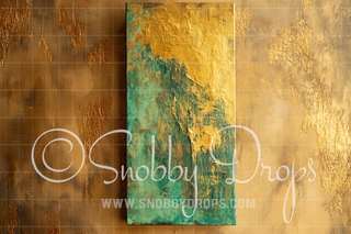 Green and Gold Skinny-Drop-on-Drop Fine Art Fabric Backdrop-Skinny-Drop-on-Drop Fabric Backdrop-Snobby Drops Fabric Backdrops for Photography, Exclusive Designs by Tara Mapes Photography, Enchanted Eye Creations by Tara Mapes, photography backgrounds, photography backdrops, fast shipping, US backdrops, cheap photography backdrops