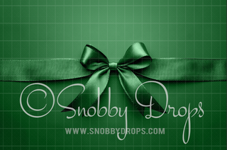 Green Bow and Ribbon Fabric Backdrop-Fabric Photography Backdrop-Snobby Drops Fabric Backdrops for Photography, Exclusive Designs by Tara Mapes Photography, Enchanted Eye Creations by Tara Mapes, photography backgrounds, photography backdrops, fast shipping, US backdrops, cheap photography backdrops