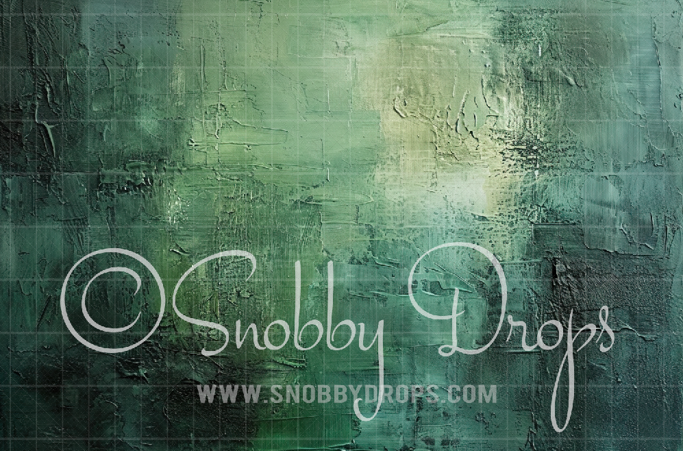 Green Shades Painted Texture Fine Art Fabric Backdrop by Snobby Drops