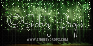 Green Twinkle Lights Curtains Dance Backdrop-Fabric Photography Backdrop-Snobby Drops Fabric Backdrops for Photography, Exclusive Designs by Tara Mapes Photography, Enchanted Eye Creations by Tara Mapes, photography backgrounds, photography backdrops, fast shipping, US backdrops, cheap photography backdrops