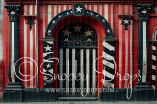 Grunge Circus Storefront Fabric Backdrop-Fabric Photography Backdrop-Snobby Drops Fabric Backdrops for Photography, Exclusive Designs by Tara Mapes Photography, Enchanted Eye Creations by Tara Mapes, photography backgrounds, photography backdrops, fast shipping, US backdrops, cheap photography backdrops