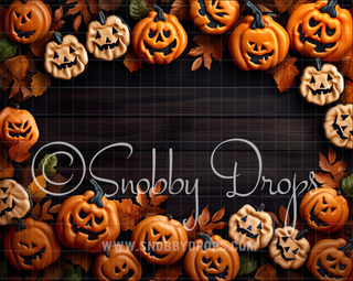 Halloween Cookies Fabric or Rubber Backed Floor Drop-Floor-Snobby Drops Fabric Backdrops for Photography, Exclusive Designs by Tara Mapes Photography, Enchanted Eye Creations by Tara Mapes, photography backgrounds, photography backdrops, fast shipping, US backdrops, cheap photography backdrops