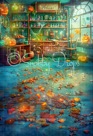 Halloween Potion Shop Fabric Backdrop Sweep-Fabric Photography Sweep-Snobby Drops Fabric Backdrops for Photography, Exclusive Designs by Tara Mapes Photography, Enchanted Eye Creations by Tara Mapes, photography backgrounds, photography backdrops, fast shipping, US backdrops, cheap photography backdrops