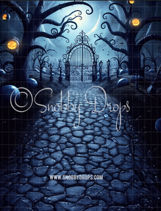 Halloween Spooky Path Fabric Backdrop Sweep-Fabric Photography Sweep-Snobby Drops Fabric Backdrops for Photography, Exclusive Designs by Tara Mapes Photography, Enchanted Eye Creations by Tara Mapes, photography backgrounds, photography backdrops, fast shipping, US backdrops, cheap photography backdrops