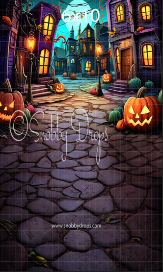 Halloween Town Path Fabric Backdrop Sweep-Fabric Photography Sweep-Snobby Drops Fabric Backdrops for Photography, Exclusive Designs by Tara Mapes Photography, Enchanted Eye Creations by Tara Mapes, photography backgrounds, photography backdrops, fast shipping, US backdrops, cheap photography backdrops