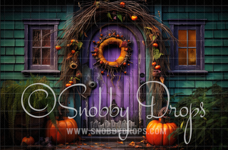 Happy Halloween Door Fabric Backdrop-Fabric Photography Backdrop-Snobby Drops Fabric Backdrops for Photography, Exclusive Designs by Tara Mapes Photography, Enchanted Eye Creations by Tara Mapes, photography backgrounds, photography backdrops, fast shipping, US backdrops, cheap photography backdrops