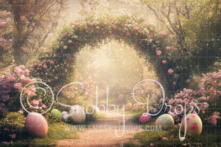 Hazy Easter Egg Arch Fabric Backdrop-Fabric Photography Backdrop-Snobby Drops Fabric Backdrops for Photography, Exclusive Designs by Tara Mapes Photography, Enchanted Eye Creations by Tara Mapes, photography backgrounds, photography backdrops, fast shipping, US backdrops, cheap photography backdrops