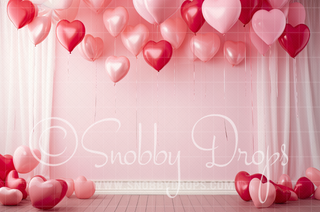 Heart Balloons Studio Fabric Backdrop-Fabric Photography Backdrop-Snobby Drops Fabric Backdrops for Photography, Exclusive Designs by Tara Mapes Photography, Enchanted Eye Creations by Tara Mapes, photography backgrounds, photography backdrops, fast shipping, US backdrops, cheap photography backdrops