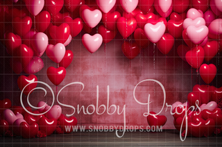 Heart Balloons Studio Valentine Fabric Backdrop-Fabric Photography Backdrop-Snobby Drops Fabric Backdrops for Photography, Exclusive Designs by Tara Mapes Photography, Enchanted Eye Creations by Tara Mapes, photography backgrounds, photography backdrops, fast shipping, US backdrops, cheap photography backdrops